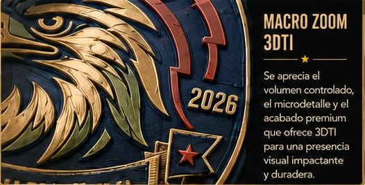 Macro del relieve dorado del águila en un escudo 3DTI