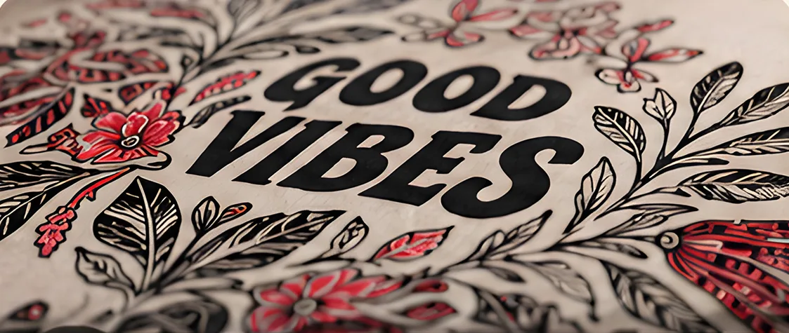 Diseño Good Vibes integrado en el tejido con tecnología DTI