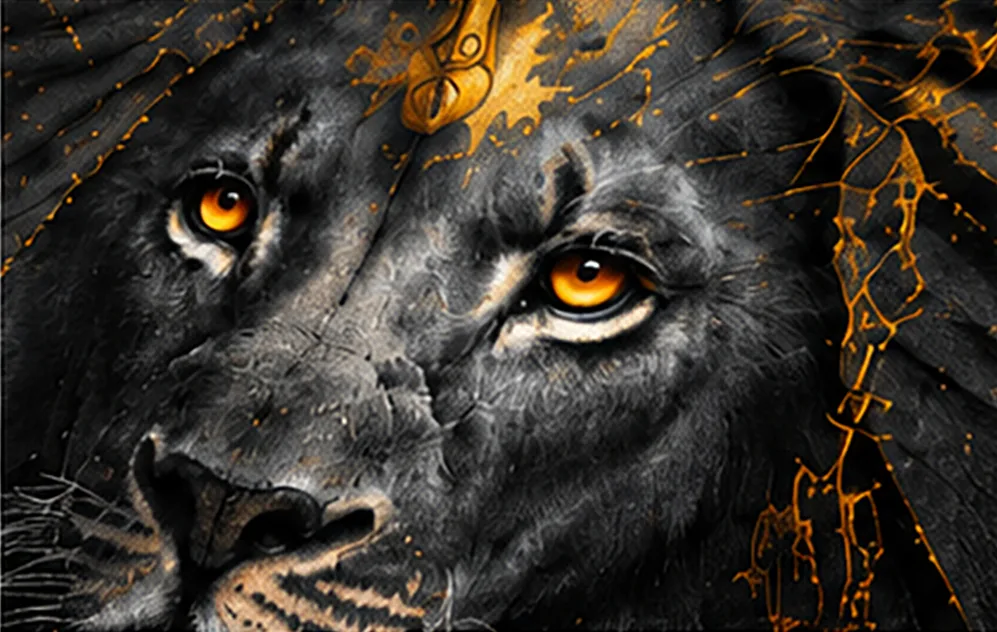 Macro del diseño Crowned Lion